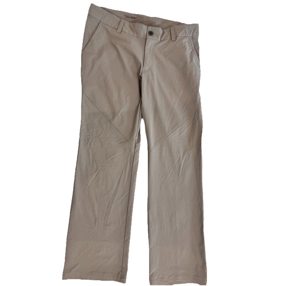 Columbia Omni Shield Pants Womens 14 Khaki Hiking Outdoor Stretch 31x36